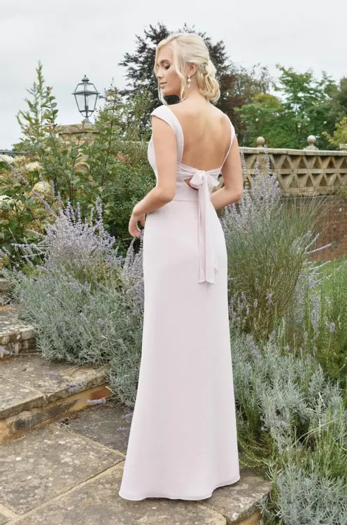 E202 Stylish Bow Back Bridesmaid Dress Essentials by True Bride